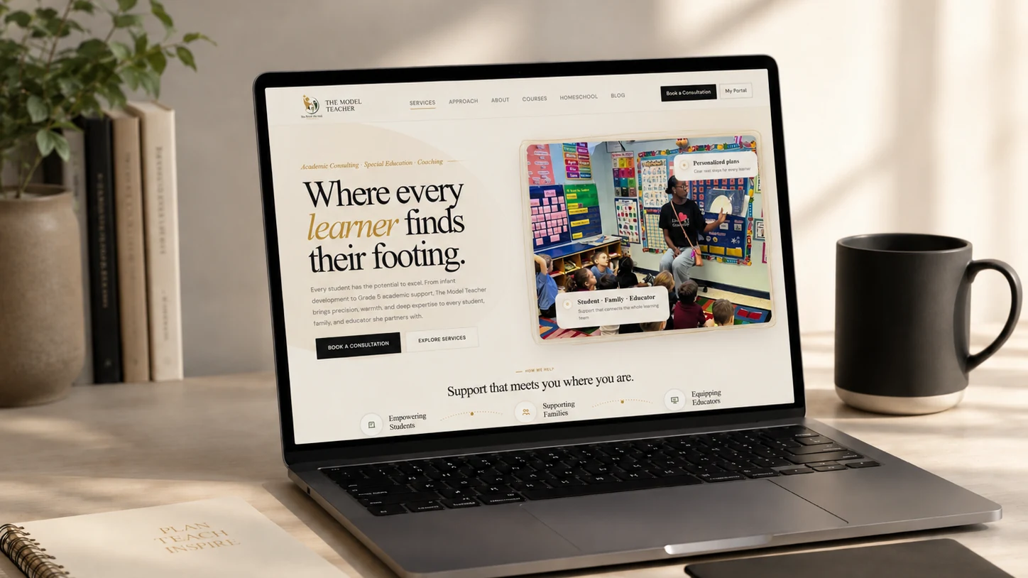 The Model Teacher website mockup preview