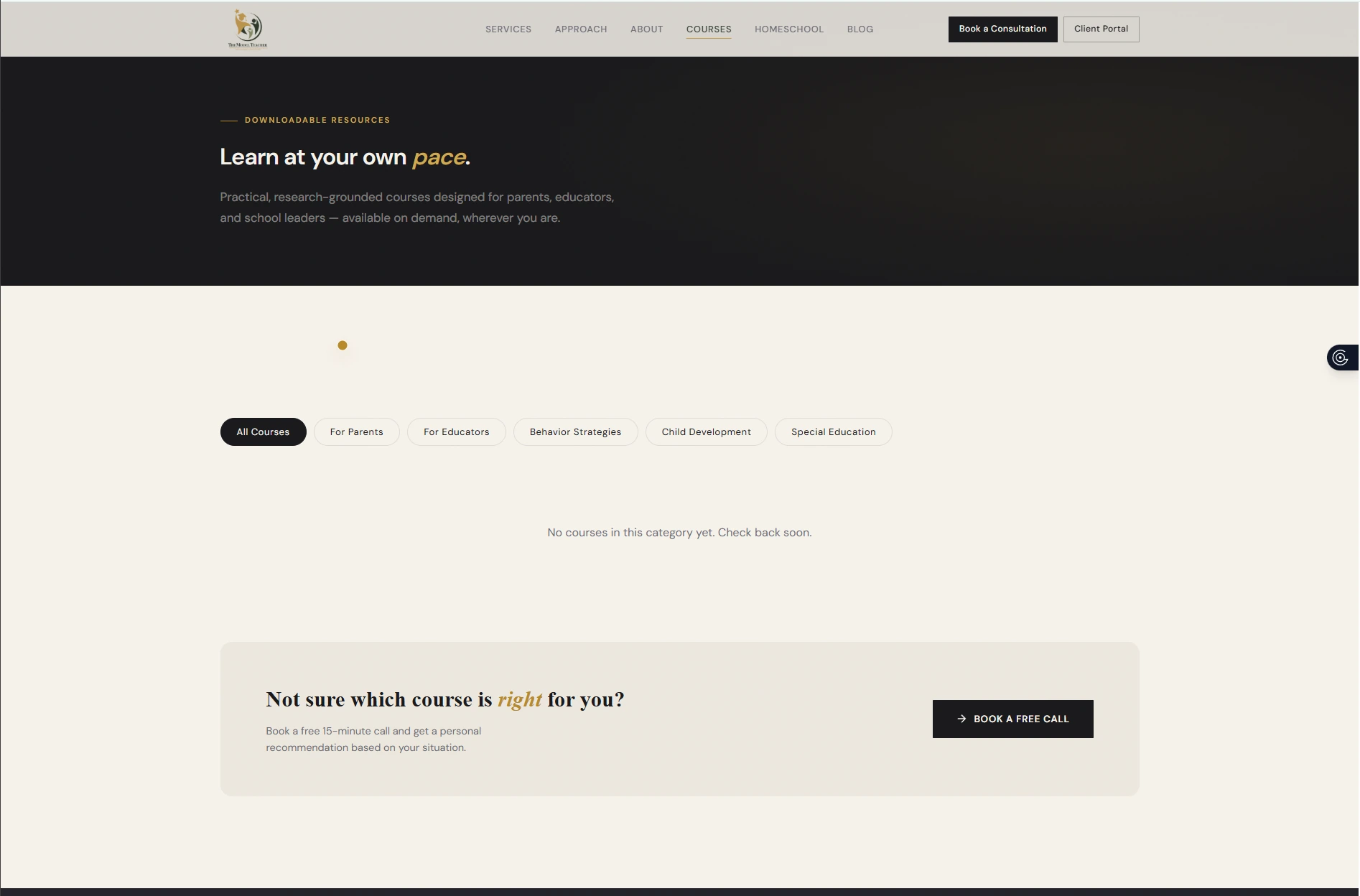 The Model Teacher courses page